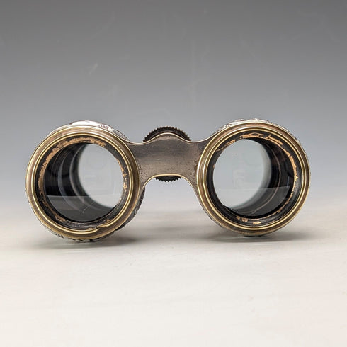 1890年英国アンティーク 純銀レリーフ装飾 オペラグラス 双眼鏡