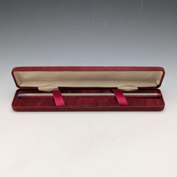 1975 British vintage sterling silver ruler and ballpoint pen William Manton with case