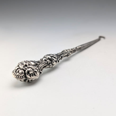 Early 20th century American antique sterling silver handle button hook