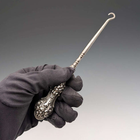 Early 20th century American antique sterling silver handle button hook