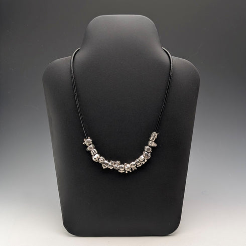 Vintage sterling silver animal beads totaling 56g with leather necklace