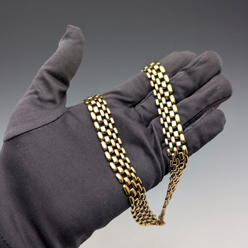 British Vintage 9ct Rold Gold Panther Link Necklace Henry Griffith & Sons Ltd