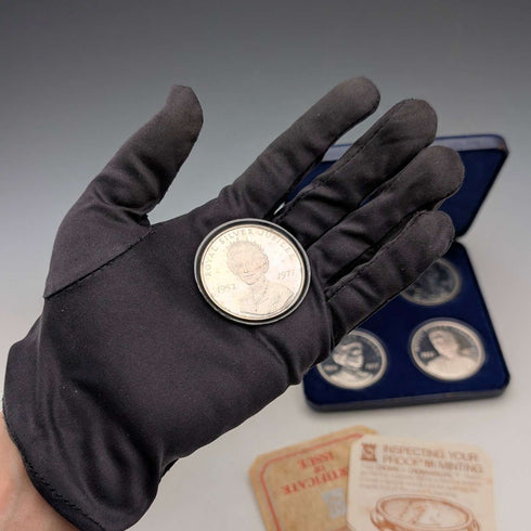 1977 British Pure Silver Jubilee Crown Coins, Set of 4, Total Weight 113g, Cased, Pobjoy Mint