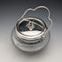 Vintage British hobnail cut glass jar with handle and silver plate lid