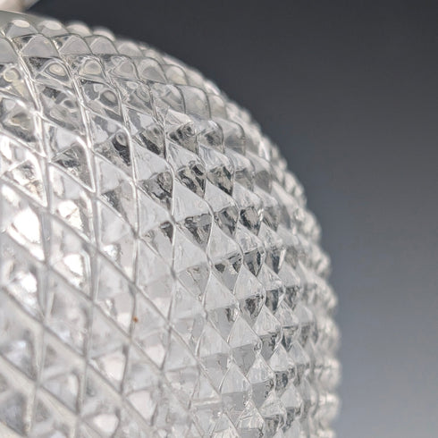 Vintage British hobnail cut glass jar with handle and silver plate lid