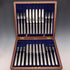 12-Pair of Antique British Silver Plate Dessert Cutlery, Circa 1898, Allen & Darwin, Wooden Box