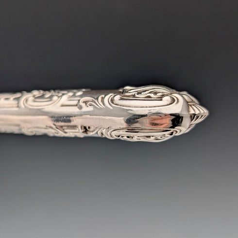 1923 British antique all-sterling silver fish cutlery set, 6 pairs, 653g, in wooden box, Alexander Clarke