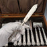 1923 British antique all-sterling silver fish cutlery set, 6 pairs, 653g, in wooden box, Alexander Clarke