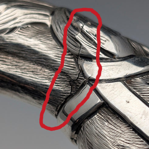 英国アンティーク ブラウンシャフト 純銀製ホースヘッドハンドル ステッキ 杖 92cm Emma Blumenstein