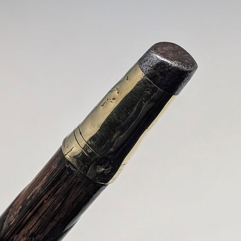 英国アンティーク ブラウンシャフト 純銀製ホースヘッドハンドル ステッキ 杖 92cm Emma Blumenstein