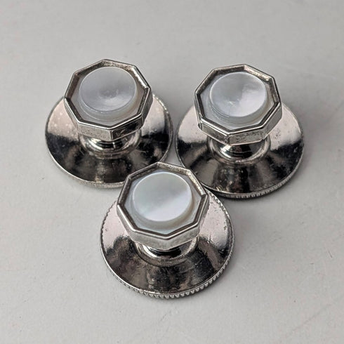 英国ヴィンテージ 純銀&白蝶貝 シャツスタッズボタン 3個セット AUSTIN REED ケース入