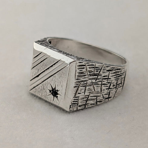 ヴィンテージ 純銀製シグネットリング 指輪(19号)