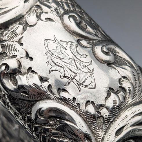 1901 British antique square cut glass jar with pure silver lid The Alexander Clark