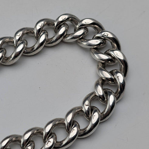 1900年頃 英国アンティーク 純銀製 極太アルバートチェーン 71g 亀チャームフォブ