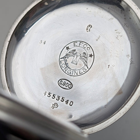 1926年頃 アンティーク ロンジン 懐中時計 銀側ハンターケース アラビアインデックス 動作良好