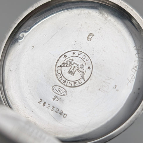 1911年頃 アンティーク ロンジン 懐中時計 銀側ハンターケース ローマンインデックス 動作良好