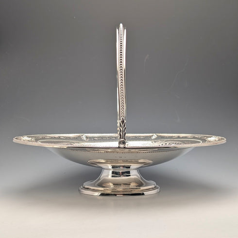 1870 British Antique Silver Plate Movable Handle Basket Thomas Bradbury & Sons