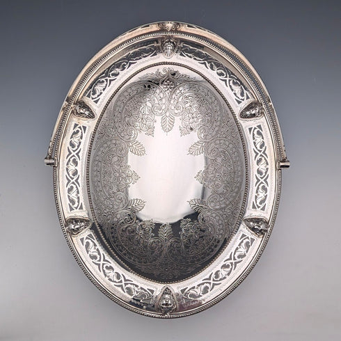 1870 British Antique Silver Plate Movable Handle Basket Thomas Bradbury & Sons