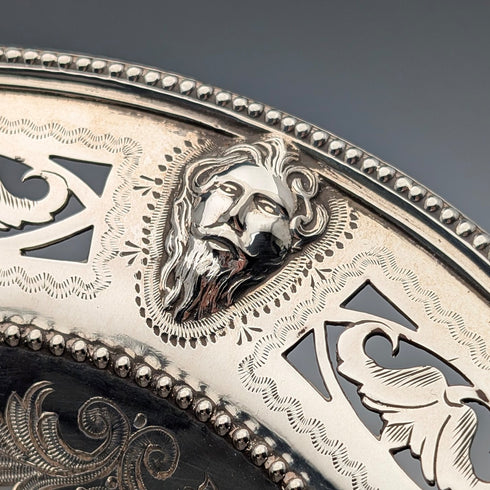 1870 British Antique Silver Plate Movable Handle Basket Thomas Bradbury & Sons