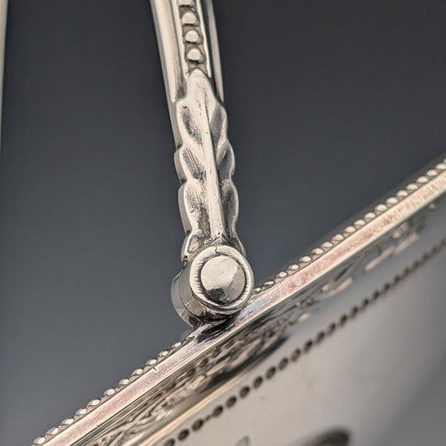 1870 British Antique Silver Plate Movable Handle Basket Thomas Bradbury & Sons