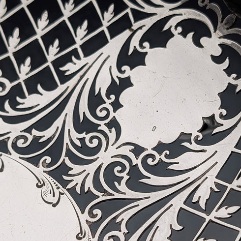 1911 British antique pierced earrings sterling silver footed fruit bowl 436g Goldsmiths&Silversmiths