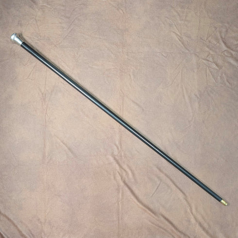 1921年 理国アンティーク ブラックシャフト 純銀製ロンデルハンドル ステッキ 杖 91cm