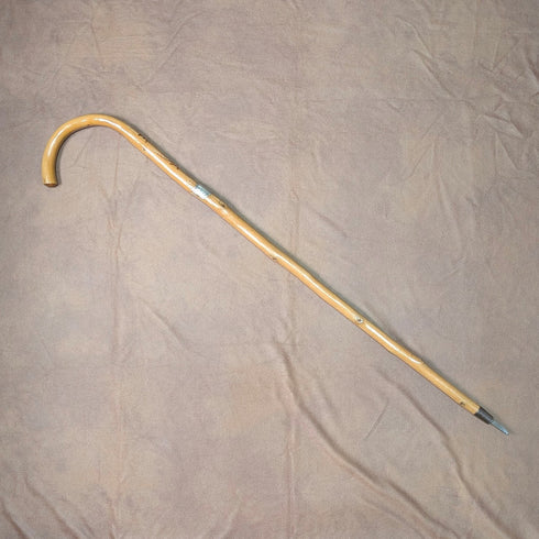 French Vintage Curved Handle Tourist Walking Stick Tan Shaft 78cm