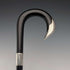 1903 British antique black shaft curved handle pure silver decorated walking stick 92cm