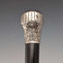 Circa 1900 Antique Black Shaft Sterling Silver Rondelle Handle Walking Stick 88cm