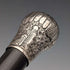 Circa 1900 Antique Black Shaft Sterling Silver Rondelle Handle Walking Stick 88cm