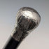 Circa 1900 Antique Black Shaft Sterling Silver Rondelle Handle Walking Stick 88cm