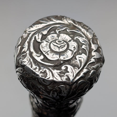 1900年頃 アンティーク マラッカシャフト 純銀製ロンデルハンドル ステッキ 杖 90cm