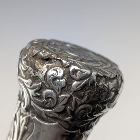 1900年頃 アンティーク マラッカシャフト 純銀製ロンデルハンドル ステッキ 杖 90cm