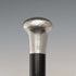 1921 Rikuni Antique Black Shaft Sterling Silver Rondelle Handle Walking Stick 91cm