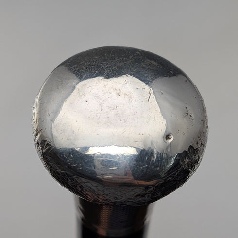 1921年 理国アンティーク ブラックシャフト 純銀製ロンデルハンドル ステッキ 杖 91cm