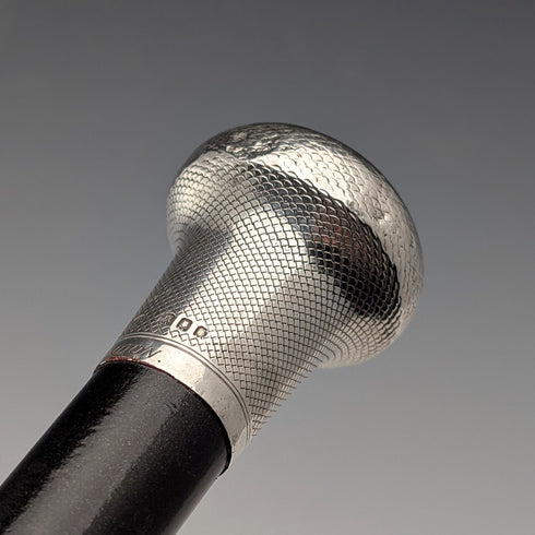 1921年 理国アンティーク ブラックシャフト 純銀製ロンデルハンドル ステッキ 杖 91cm