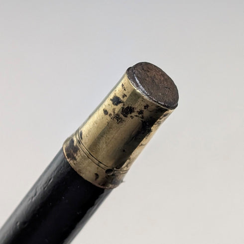 1921年 理国アンティーク ブラックシャフト 純銀製ロンデルハンドル ステッキ 杖 91cm