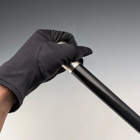 1921年 理国アンティーク ブラックシャフト 純銀製ロンデルハンドル ステッキ 杖 91cm