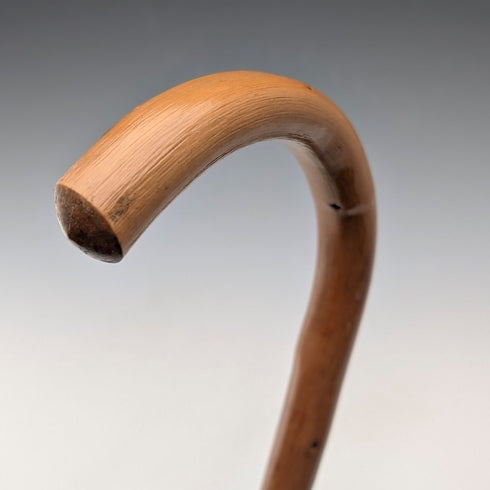 French Vintage Curved Handle Tourist Walking Stick Tan Shaft 78cm