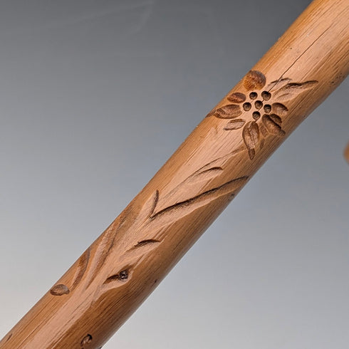 French Vintage Curved Handle Tourist Walking Stick Tan Shaft 78cm