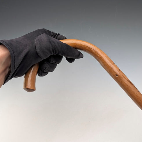 French Vintage Curved Handle Tourist Walking Stick Tan Shaft 78cm