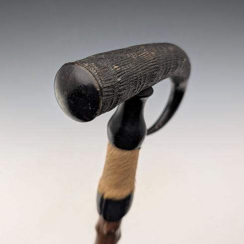 ヴィンテージ シャモア ホーン&レッグハンドル 紳士用ステッキ ブラウンシャフト 91cm