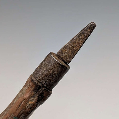 Vintage Chamois Horn and Leg Handle Men's Walking Stick Brown Shaft 91cm