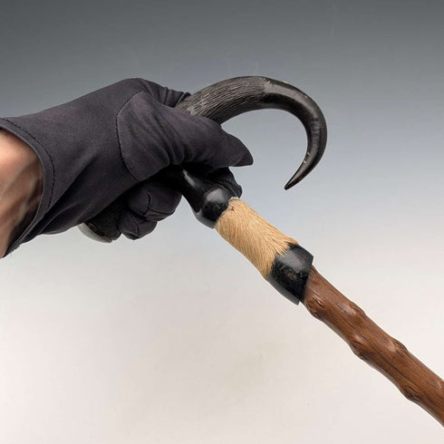 Vintage Chamois Horn and Leg Handle Men's Walking Stick Brown Shaft 91cm