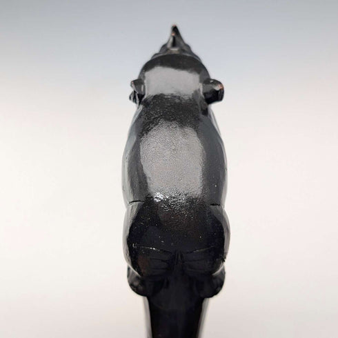 Vintage Thick Black Shaft Rhino Carved Handle Walking Stick 83cm