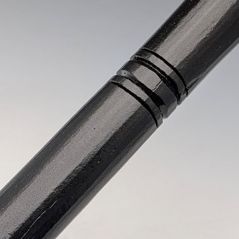 ヴィンテージ 極太ブラックシャフト ライノ彫刻ハンドル ステッキ 杖 83cm