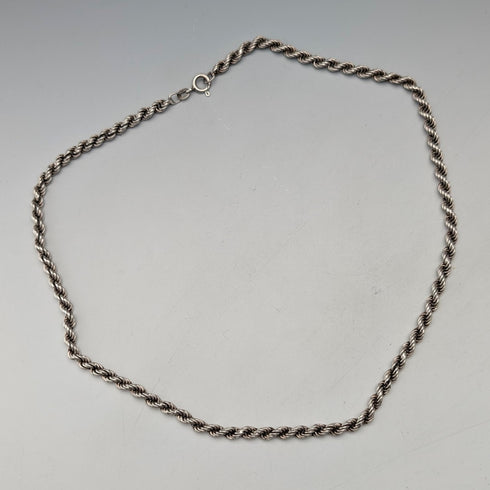 英國復古純銀扭曲鏈項鍊 46公分 12克 NJS