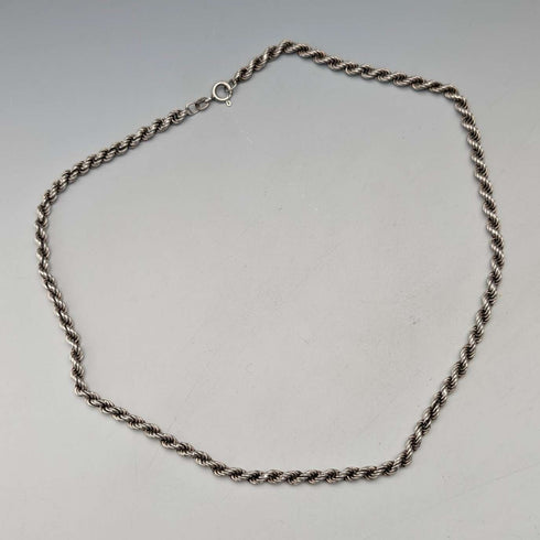 英国ヴィンテージ 純銀製 ツイストチェーン ネックレス46cm 12g NJS
