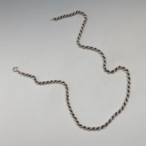 英國復古純銀扭曲鏈項鍊 46公分 12克 NJS
