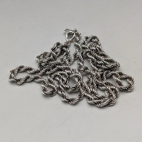 英國復古純銀扭紋鏈項鍊 62公分 16克 JM